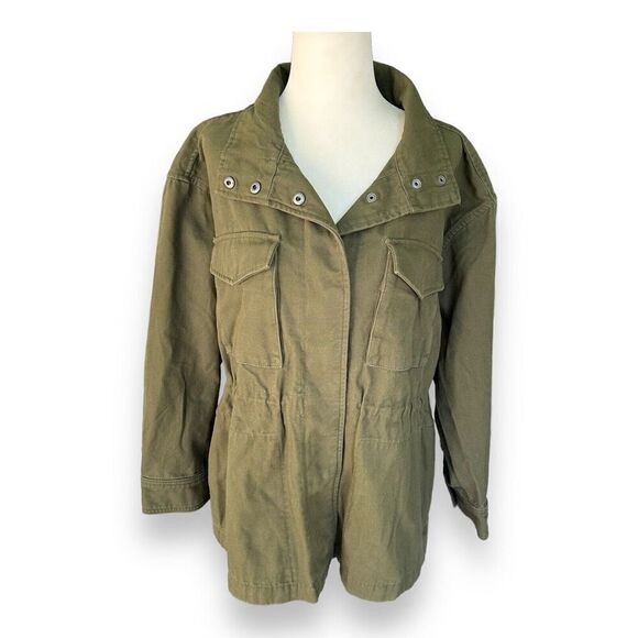 Gap Army Green Utility Jacket Size Petite Medium - Picture 1 of 11